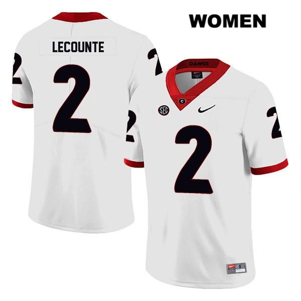Georgia Bulldogs Women's Richard LeCounte #2 NCAA Legend Authentic White Nike Stitched College Football Jersey TAR3856MF